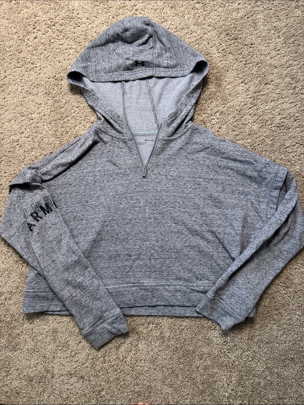 Under Armour Women's Heather Gray Hooded Half-Zip Pullover